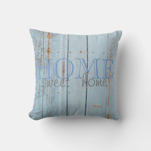 Adorable Blue Wood Texture,Home Sweet Home  Cushion