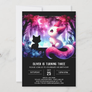 Adorable Boho Cat Birthday  Invitation