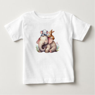 Adorable Boho Shirt for Babies Elephant & Bunny