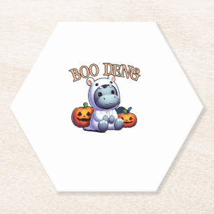 Adorable BOO DENG My Moo Thang Baby Hippo Hallowee Paper Coaster