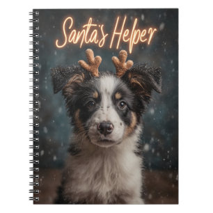 Adorable Border Collie Puppy as Santa's Helper Notebook