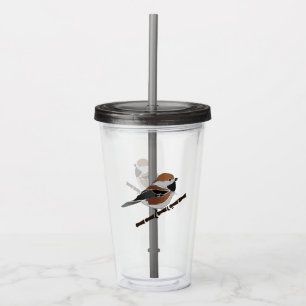 Adorable Boreal Chickadee Bird Cartoon Acrylic Tumbler