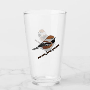 Adorable Boreal Chickadee Bird Cartoon Glass