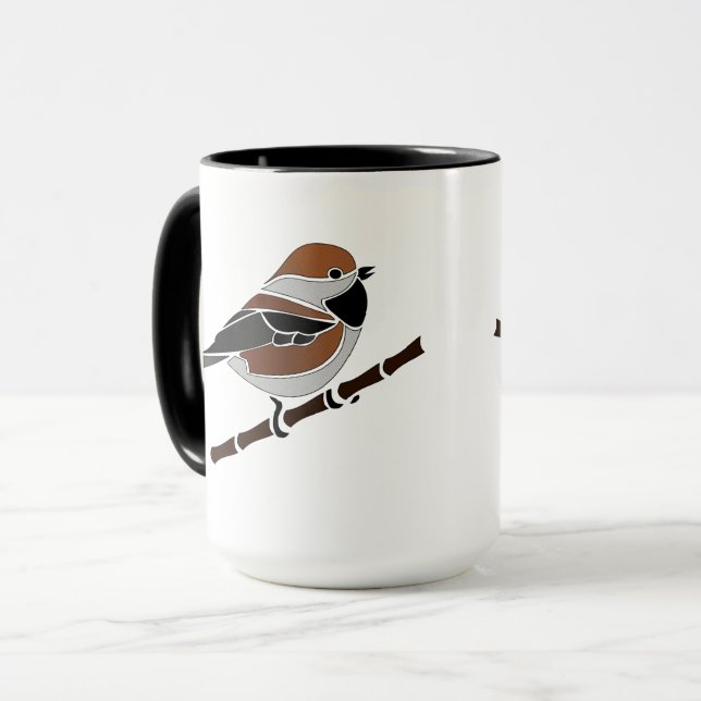 Adorable Boreal Chickadee Bird Cartoon Mug (Front Left)