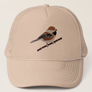 Adorable Boreal Chickadee Bird Cartoon Trucker Hat