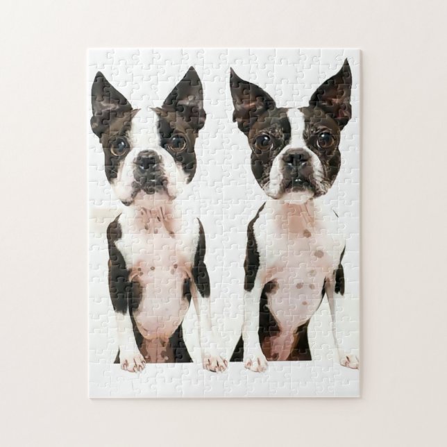 Adorable Boston Terrier Cartoon Dog Jigsaw Puzzle (Vertical)
