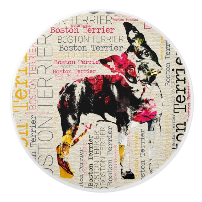 Adorable Boston Terrier Ceramic Knob (Front)