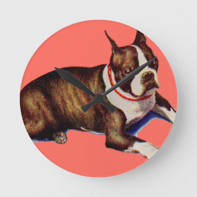 adorable Boston terrier Round Clock (Front)