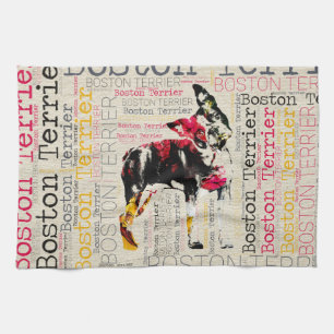 Adorable Boston Terrier Tea Towel