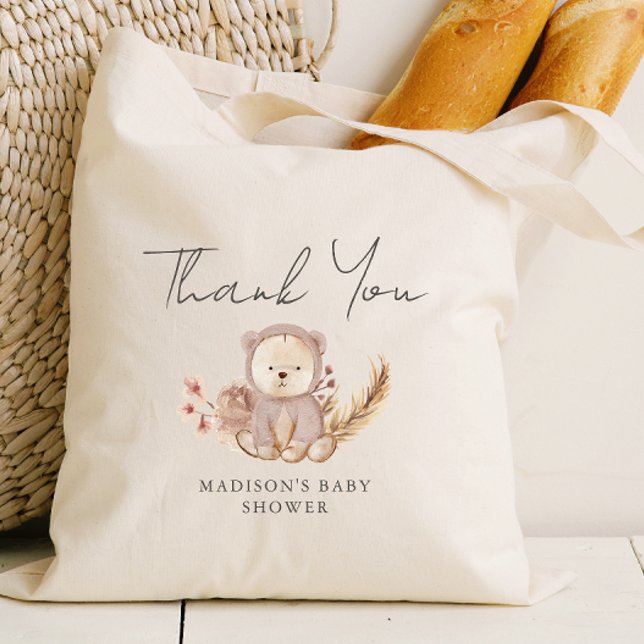 Adorable Botanical Bear Baby Shower Thank You Tote Bag (Creator Uploaded)