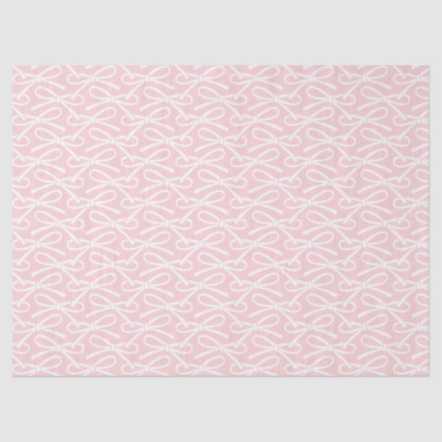 Adorable Bow Pattern Gift Wrap Pink White Tissue Paper (Front)