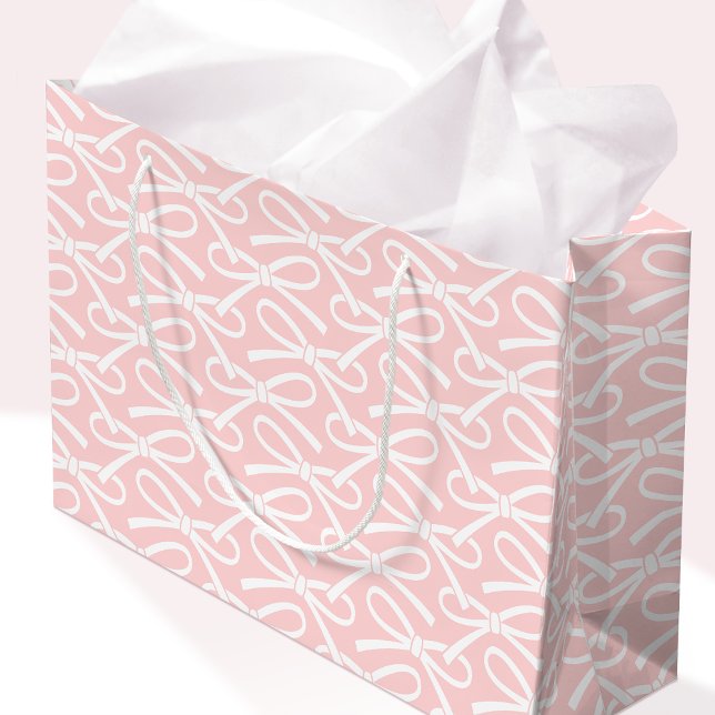 Adorable Bow Pattern Pink White Gift Bag (Creator Uploaded)