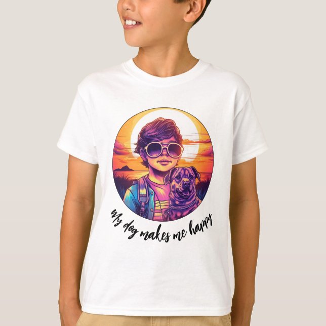 Adorable Boy and his Cute Puppy | Kids T-Shirt (Front)