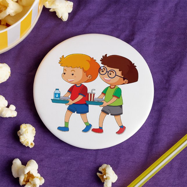 Adorable Boys Carrying Food Trays  7.5 Cm Round Badge (Creator Uploaded)