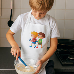 Adorable Boys Carrying Food Trays Standard Apron