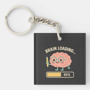 Adorable Brain Loading Illustration – 60% Study  Key Ring