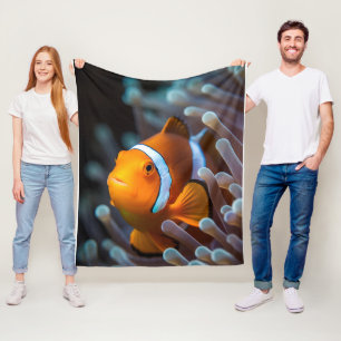 Adorable Bright Yellow Ocean Fish Underwater Image Fleece Blanket