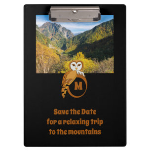 Adorable British Owl Nesting on Monogram Egg Photo Clipboard
