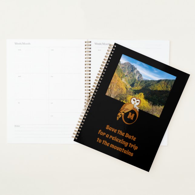 Adorable British Owl Nesting on Monogram Egg Photo Planner (Display)