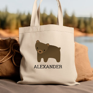 Adorable Brown Bear Kids' Personalised Tote Bag