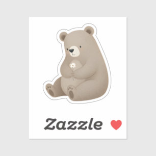 Adorable Brown Bear with Daisy – Illustration