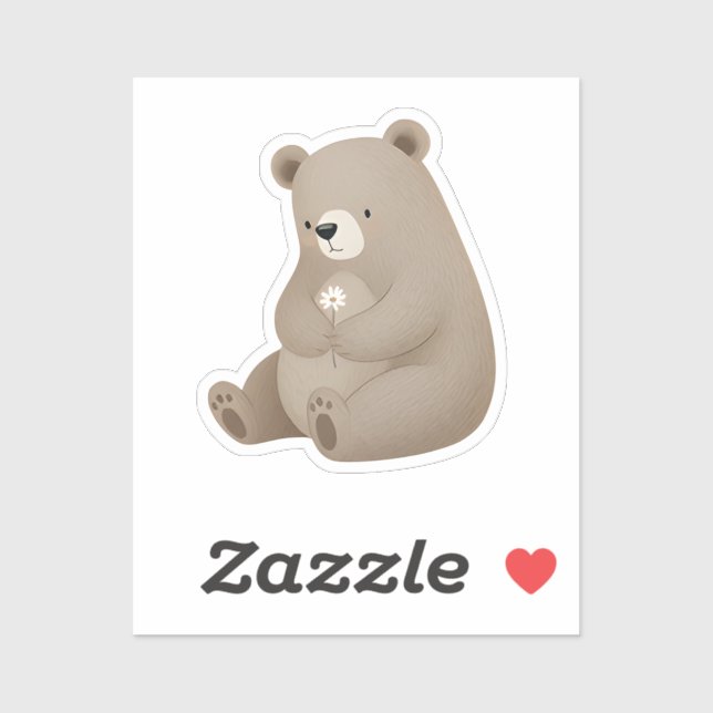 Adorable Brown Bear with Daisy – Illustration (Sheet)