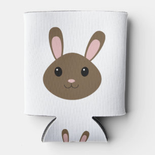 Adorable Brown Bunny Can Cooler