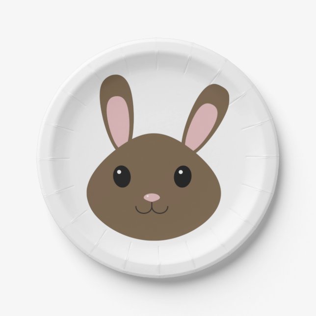 Adorable Brown Bunny Paper Plate (Front)