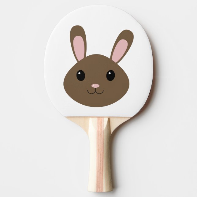 Adorable Brown Bunny Ping Pong Paddle (Front)