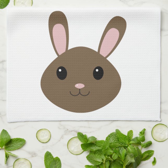 Adorable Brown Bunny Tea Towel (Folded)