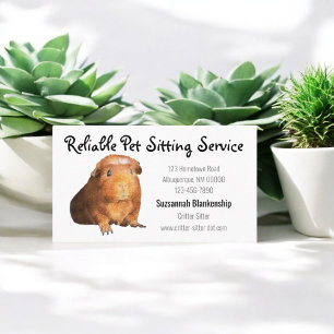 Adorable Brown Guinea Pig Photo Pet Sitter Business Card