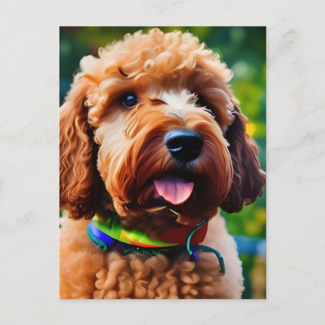Adorable Brown Poodle  Postcard (Front)