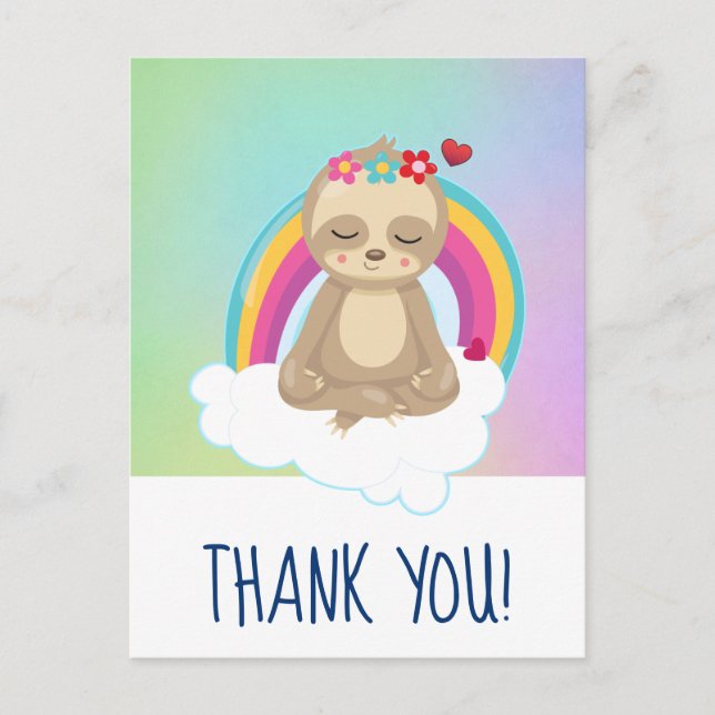 Adorable Brown Sloth Meditating Peacefully Postcard (Front)