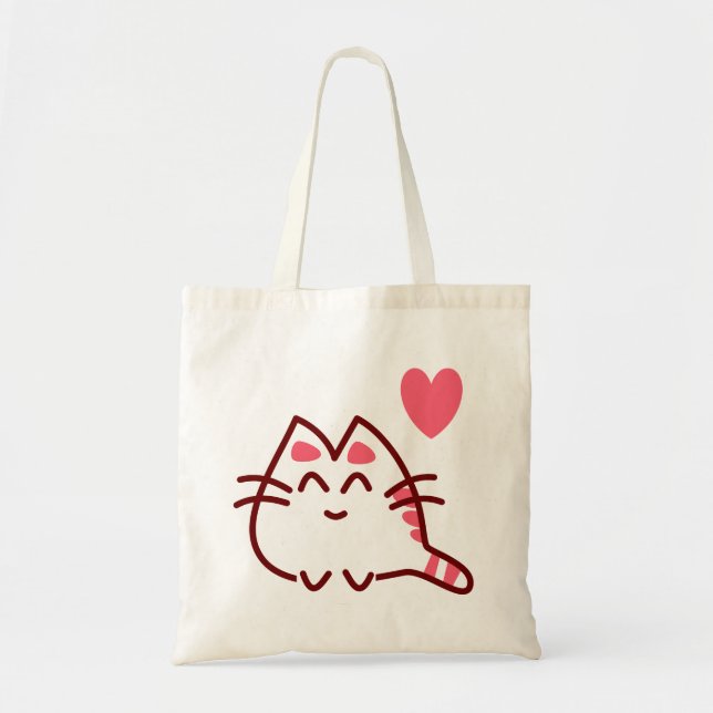 Adorable Bubble Kawaii Cat Tote Bag (Front)