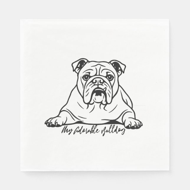 Adorable Bulldog Napkin (Front)