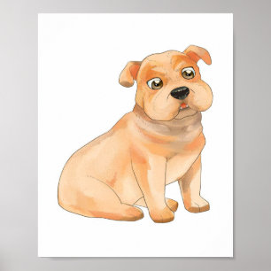 Adorable Bulldog Wall Art Pitbull Owner Gift