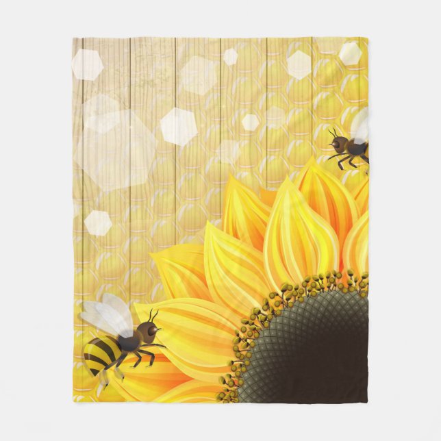 Adorable Bumble Bee Fleece Blanket (Front)