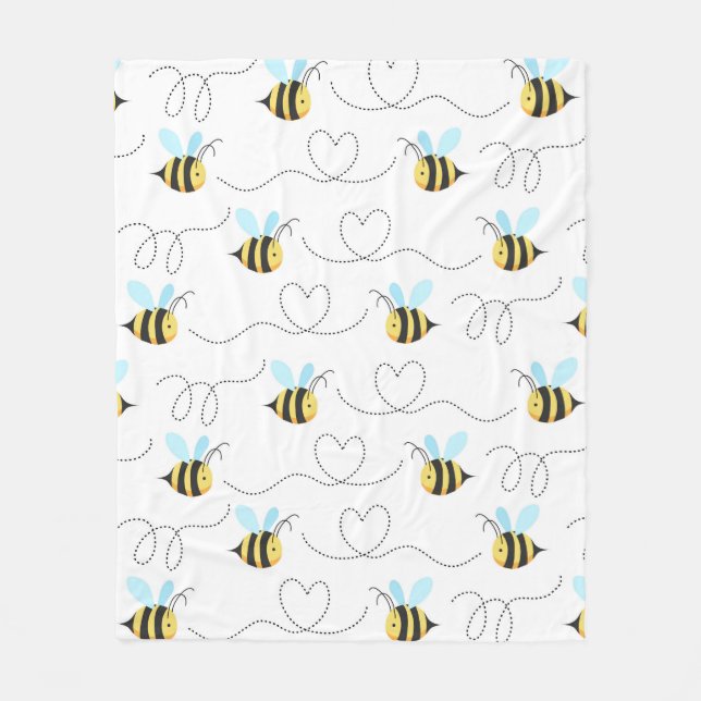 Adorable Bumble Bee Pattern Fleece Blanket (Front)