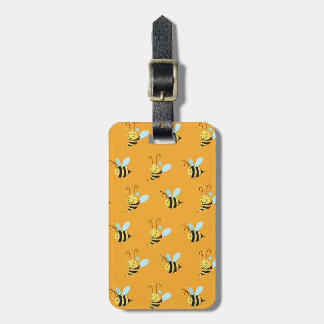 Adorable Bumble Bee Pattern Luggage Tag (Front Vertical)