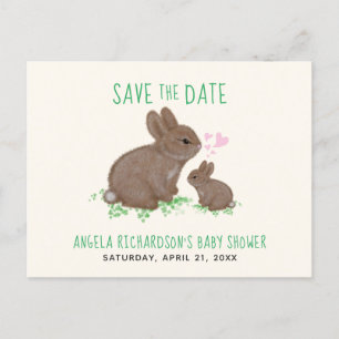 Adorable Bunnies Baby Shower Save The Date Announcement Postcard