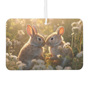 Adorable Bunnies in Spring Meadow Design Car Air Freshener