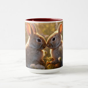Adorable Bunnies in Spring Meadow Design Mug