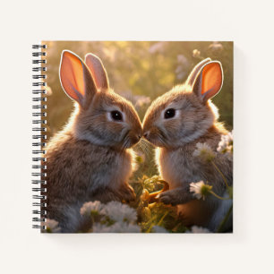 Adorable Bunnies in Spring Meadow Design Notebook
