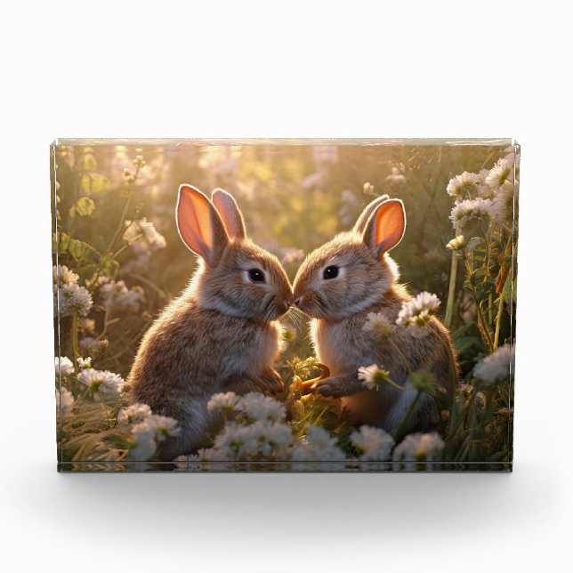 Adorable Bunnies in Spring Meadow Design Photo Block (Front)