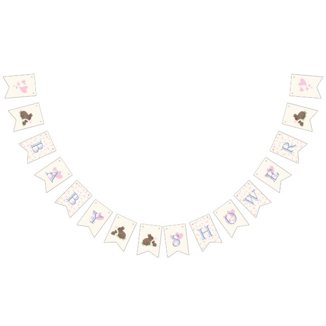 Adorable Bunnies with Hearts Boy Baby Shower Bunting (All)