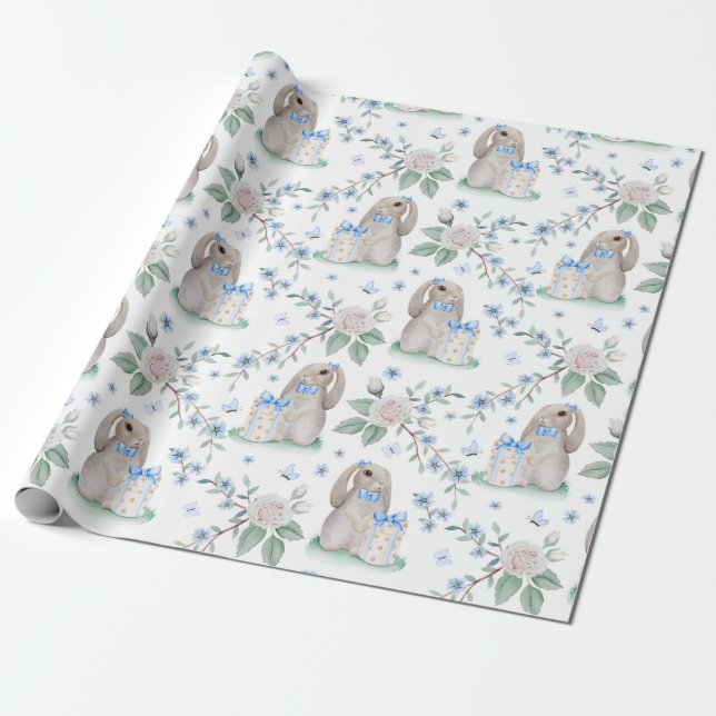 Adorable Bunnies Wrapping Paper (Unrolled)