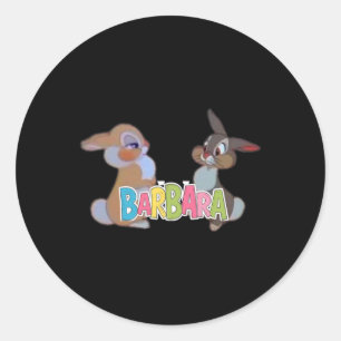 Adorable Bunny Duo With Byrbyra Name Design – Uniq Classic Round Sticker