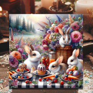 Adorable Bunny Easter Picnic Brunch Woodland  Holiday Card