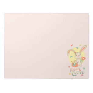 Adorable Bunny Happy Easter Blush Pink Notepad
