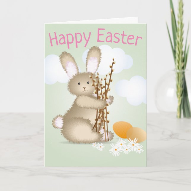 Adorable Bunny Happy Easter Card (Front)